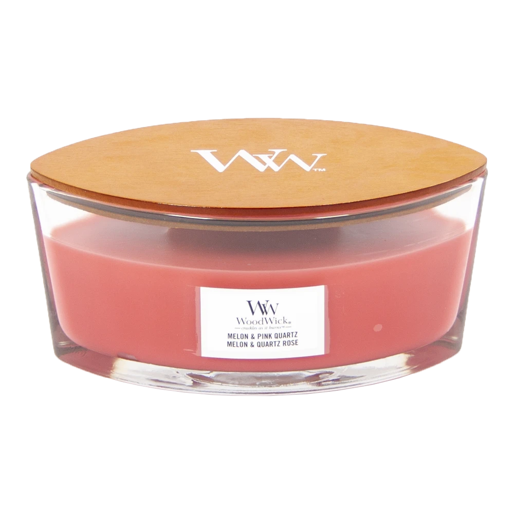 Woodwick Melon & Pink Quartz Ellipse Candle - Geurkaars 1 Woodwick Melon & Pink Quartz Ellipse Candle - Geurkaars