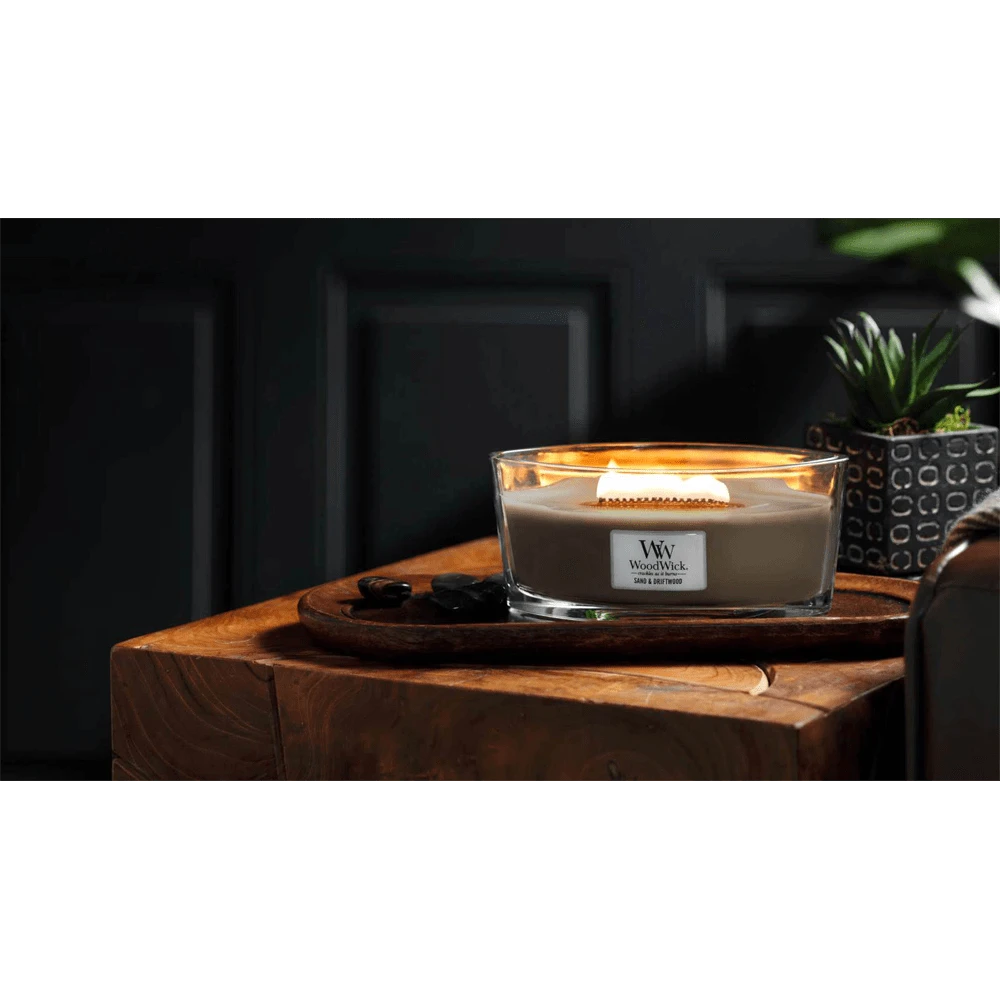 Woodwick Sand & Driftwood Ellipse Candle - Geurkaars 2 Woodwick Sand & Driftwood Ellipse Candle - Geurkaars - Afbeelding 2