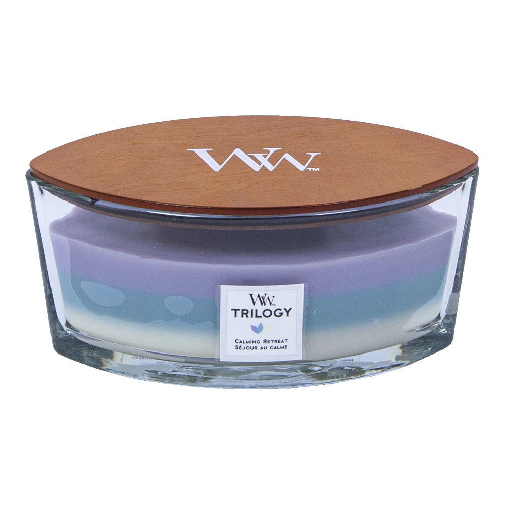 Woodwick Trilogy Calming Retreat Ellipse Candle - Geurkaars 1 Woodwick Trilogy Calming Retreat Ellipse Candle - Geurkaars