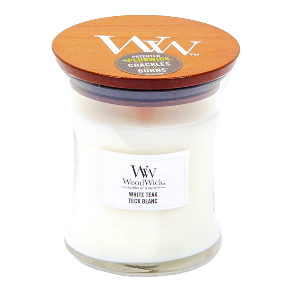 Woodwick White Teak Medium Candle - Geurkaars 1 Woodwick White Teak Medium Candle - Geurkaars
